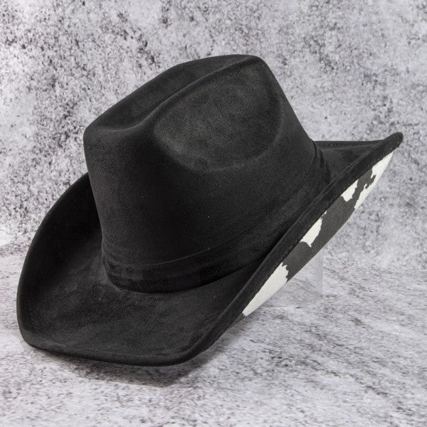 Cow print under brim cowboy