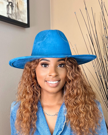 Classic Faux Suede Wide Collection Unisex Fedora Hats Size 60cm Extra Large w/o accessory