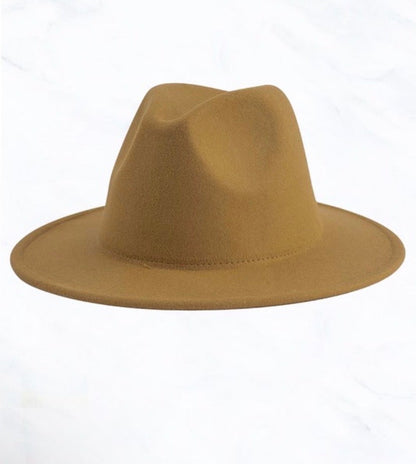 Brown and khaki 58cm fedora hat set
