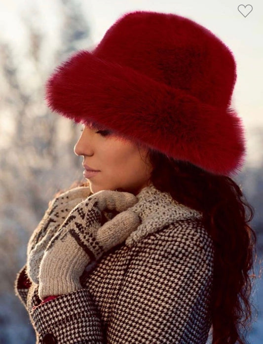 Faux fur style plush bucket hat