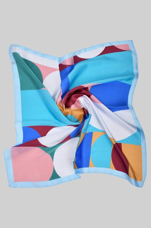 ABSTRACT GEO SHAPED COLORFUL SILKY
SQUARE SCARF
