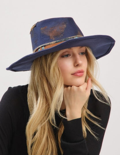Blue Vintage Versatile Shapeable Cowgirl & Fedora Hat