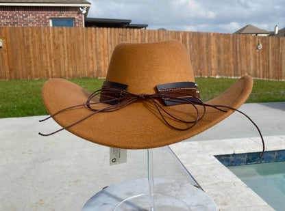 Khaki mustard 58cm cowboy hat with bull band accessory