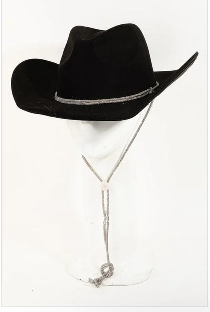 Glam Faux Suede Cowboy Hat – Stylish Rhinestone Band for a Western Look