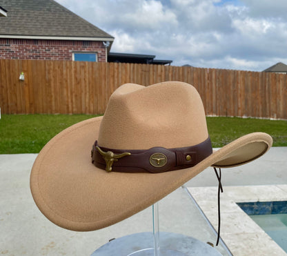 Stylish tan 58cm cowboy hats
