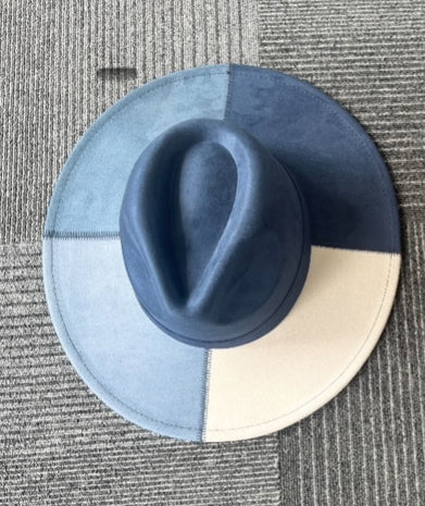 58cm wide brim color block fedora