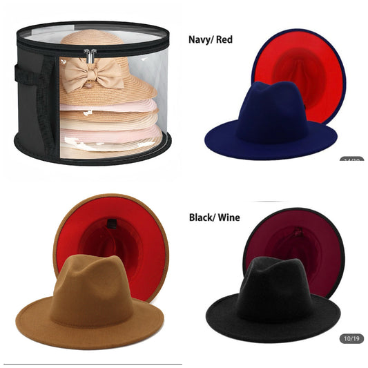 58cm Two tone fedora trio with hat storage bag