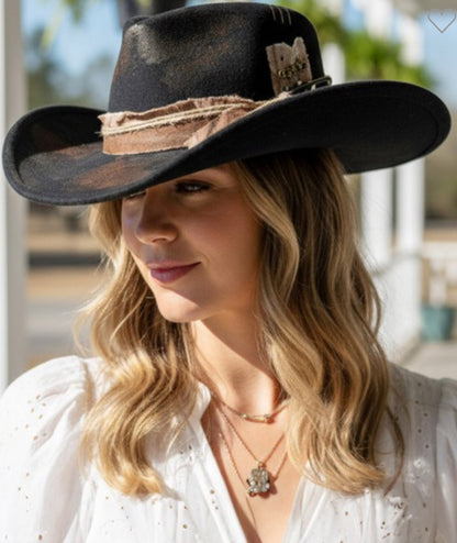 Vintage Versatile BLACK Shapeable Cowgirl & Fedora Hat