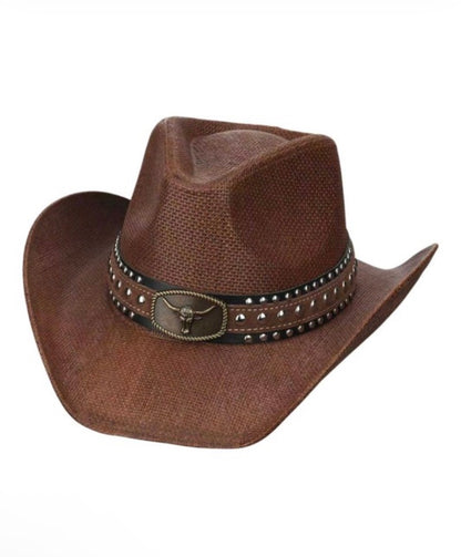 Boho Oval Steer Head Faux Leather