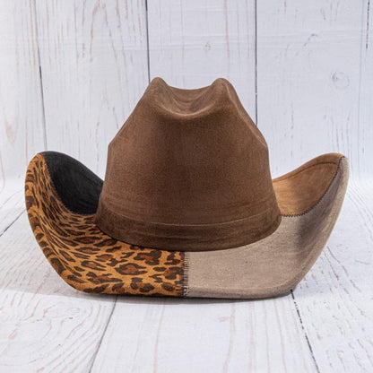 Leopard print color block cowboy hat