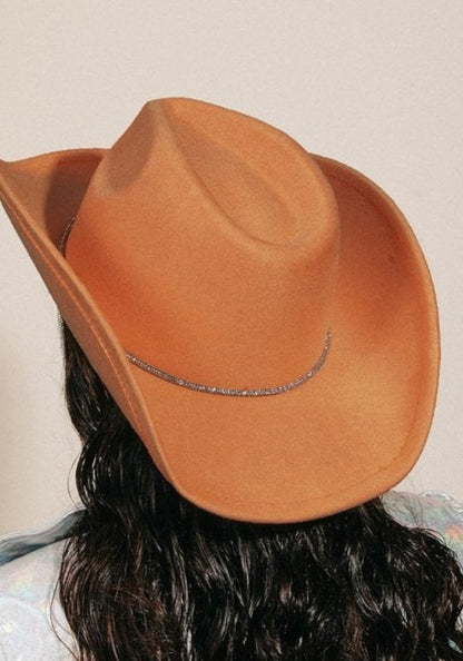 Glam Faux Suede Cowboy Hat – Stylish Rhinestone Band for a Western Look