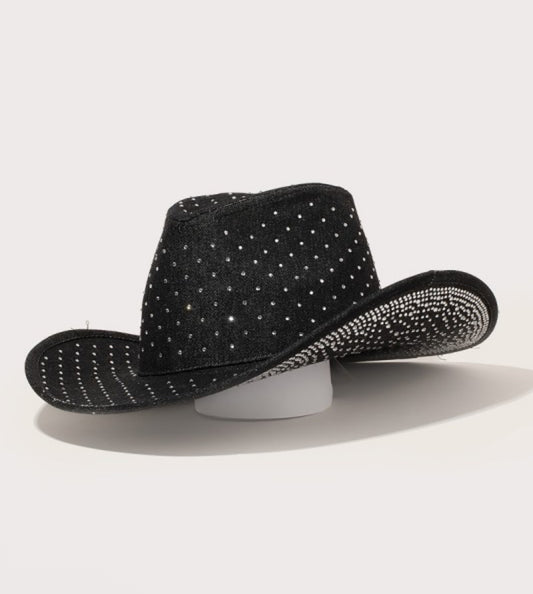 Rhinestone Studded Denim Cowboy Hat