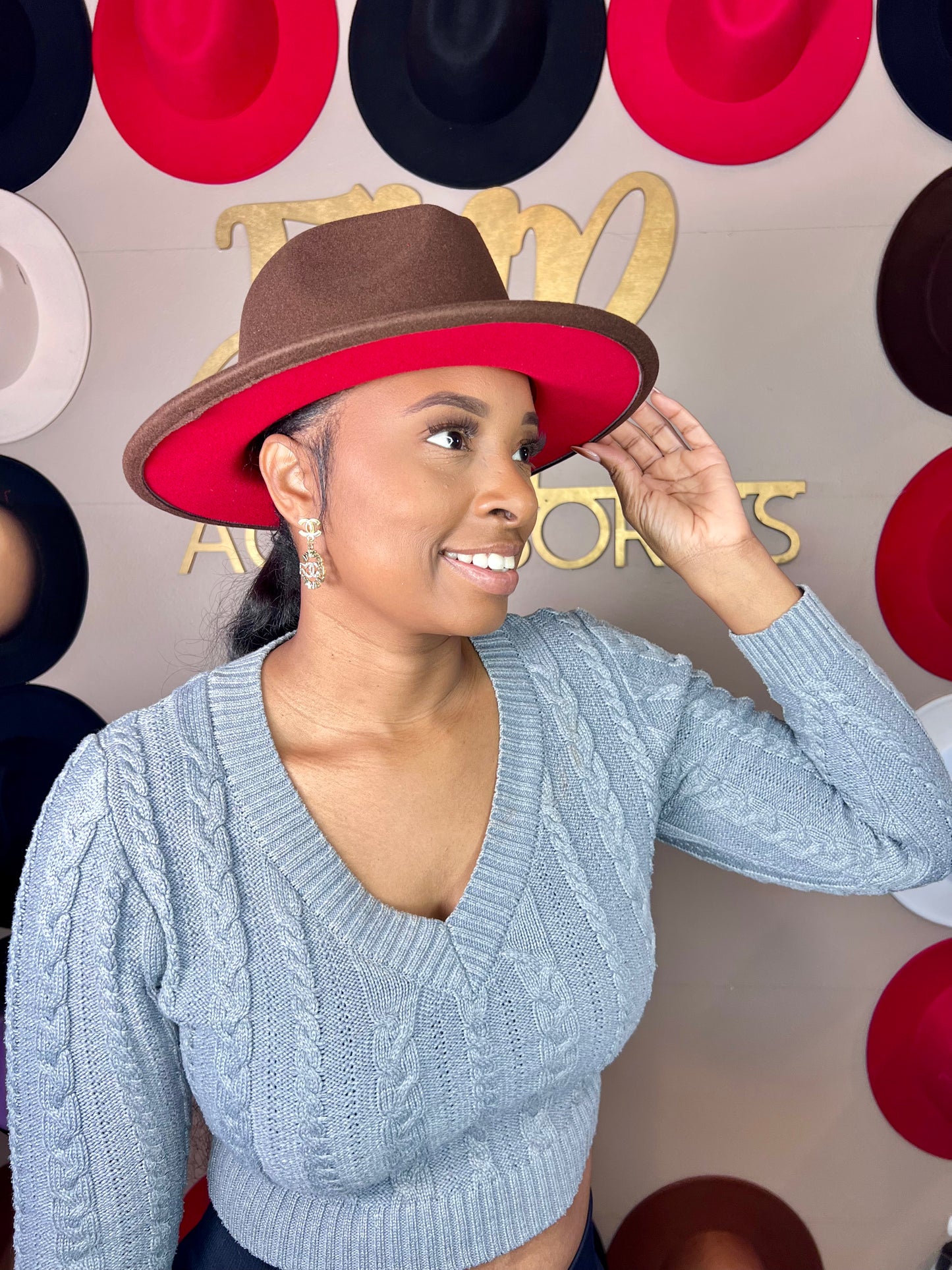 Red Bottom Fedora Collection Standard Brim Unisex for Women Men 58cm