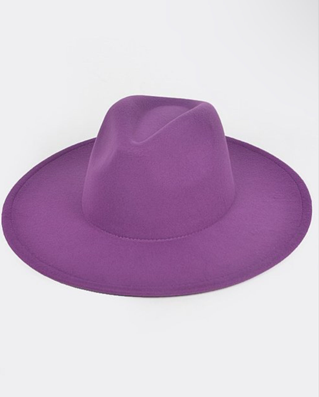 Trending | Wide Brim  Felt Fedora Hat with Band - Purple