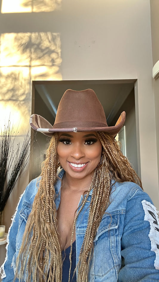 Western Color Block Cowboy Hat Size 58cm M-L