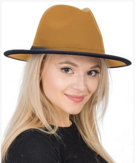 Adjustable Ombre Fedora with Faux Wool Tan