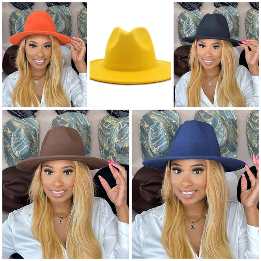 5 Fedoras Solid Color Bundle Modern Colors Unisex Stylish 58cm M/L