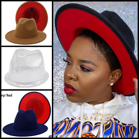 58cm red bottom fedora trio