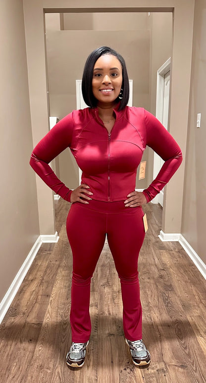 Active Luxe Flare Set – Burgundy