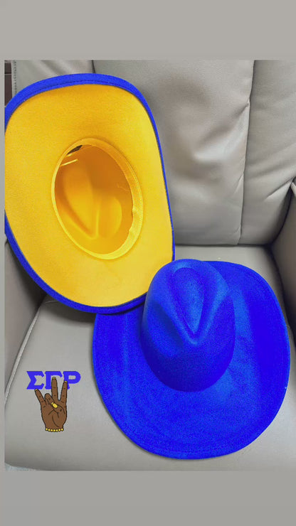 Royal blue mustard bottom cowboy hat 58 cm & 60cm