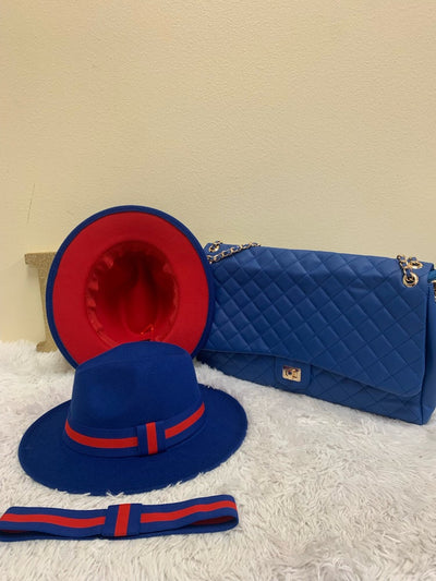 Royal blue/red elastic Hat Accessory